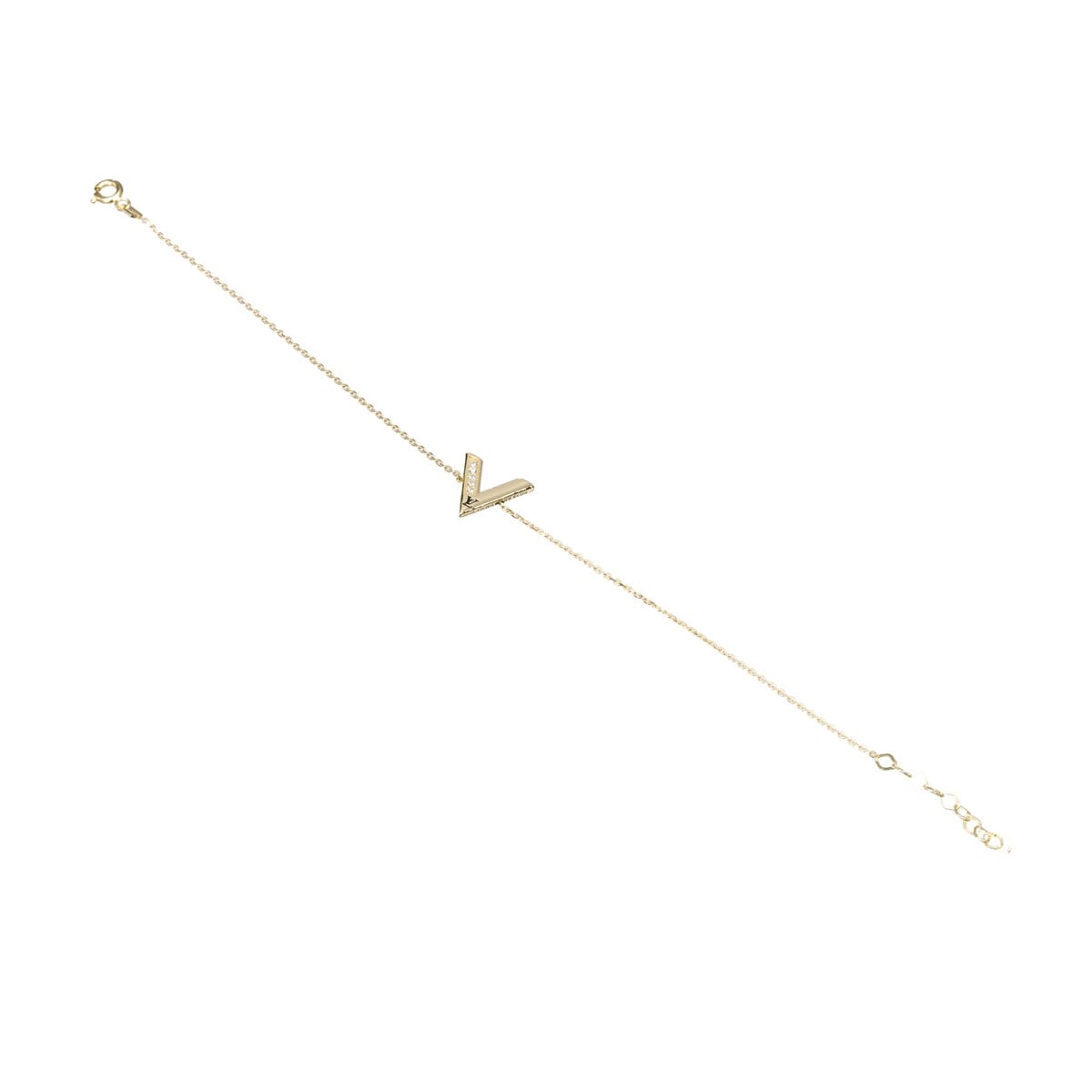 Taşlı V Model Altın Bileklik