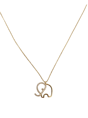  Taşlı Fil Model Altın Kolye 