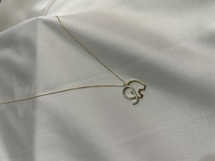  Taşlı Fil Model Altın Kolye 