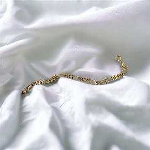 14 Ayar Altın Figaro İçiboş İtalyan Bileklik 