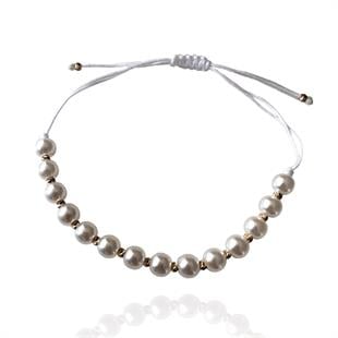 14 Ayar Altın İpli  inci Model Bileklik 