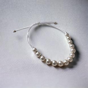 14 Ayar Altın İpli  inci Model Bileklik 