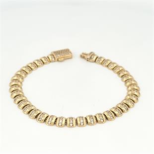 14 Ayar Altın Kambur Model Taşlı Tasarım Bileklik