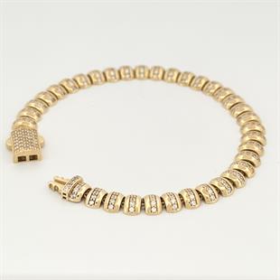 14 Ayar Altın Kambur Model Taşlı Tasarım Bileklik