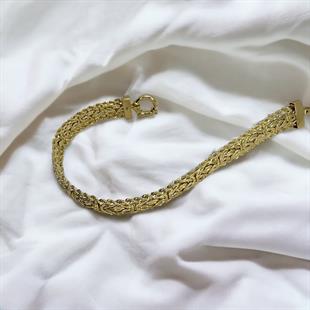 14 Ayar Altın Kenar Detaylı Kral Model Bileklik 