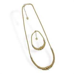 14 Ayar Kayze Sık Dorikalı Süzme Bileklik Kolye Takım