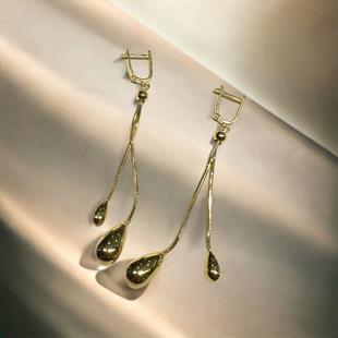 14 Ayar Sallantılı Tasarım Model Altın Küpe 