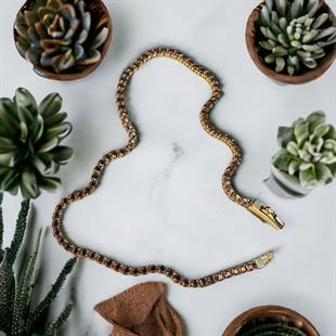 14 Ayar Sarı Altın Renkli Taş Su Yolu Bileklik