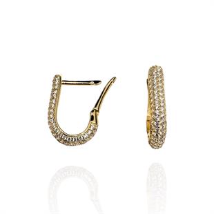 14 Ayar Taşlı Tasarım Model Altın Küpe 