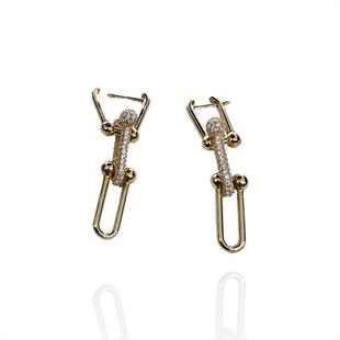 14 Ayar Taşlı Tiffany Model Altın Küpe 