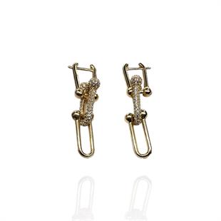 14 Ayar Taşlı Tiffany Model Altın Küpe 