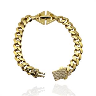 14 Ayar Taşlı Üçgen Modelli Füzyon Gurmet Bileklik