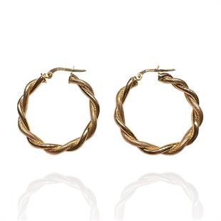 14 Ayar Tuana İtalyan Sık Burma Halka Küpe