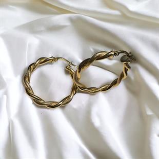 14 Ayar Tuana İtalyan Sık Burma Halka Küpe