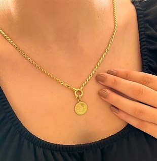 22 Ayar Çeyrek Reşatlı 14 Ayar Pullu Zincir Kolye