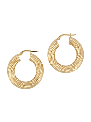 Altın Nesil - 14 Ayar Altın Kalın Çizgi Detaylı Halka Küpe