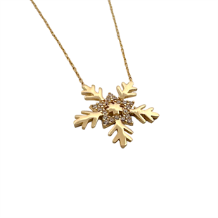 Altın Nesil - 14 Ayar Altın Kar Tanesi Kolye