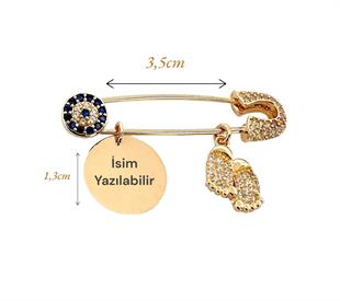 Altın Nesil - 14 Ayar Bebek Ayağı Detaylı  Levha Bebek İğnesi