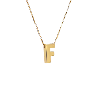 Altın Nesil - 14 Ayar F Harfli Hayalet Zincirli Altın Kolye
