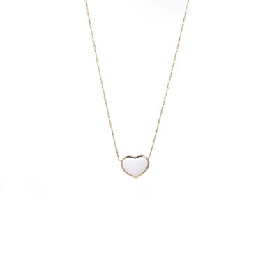 Beyaz Taşlı Kalp Altın Kolye
