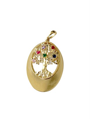 Büyük Hayat Ağacı 14 Ayar Altın Kolye Ucu