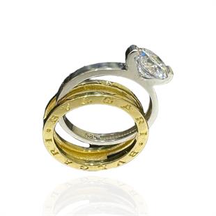 Hareketli İki Renkli Tektaş Yüzük 