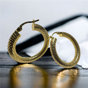 İtalyan Tasarım Benekli Model 14 Ayar Küpe