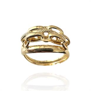 Tasarım İç İçe Geçmiş Model 14 Ayar Altın İçi Boş Yüzük