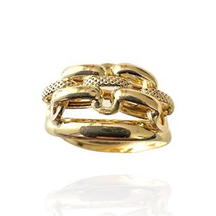 Tasarım İç İçe Geçmiş Model 14 Ayar Altın İçi Boş Yüzük