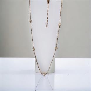 Tasarım Model İncili 14 Ayar Altın Kolye