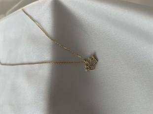 Taşlı Taç Model Altın Kolye 
