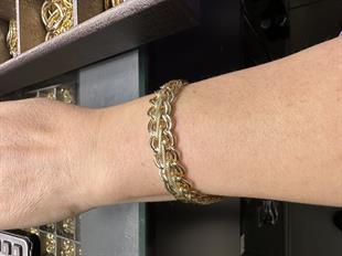 Taşsız 14 Ayar Altın Oval Bileklik