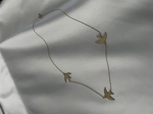 Üçlü Kuş Model Altın Kolye 