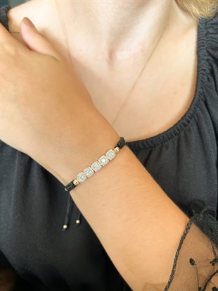 Zirkon Taşlı İpli Altın Bileklik 