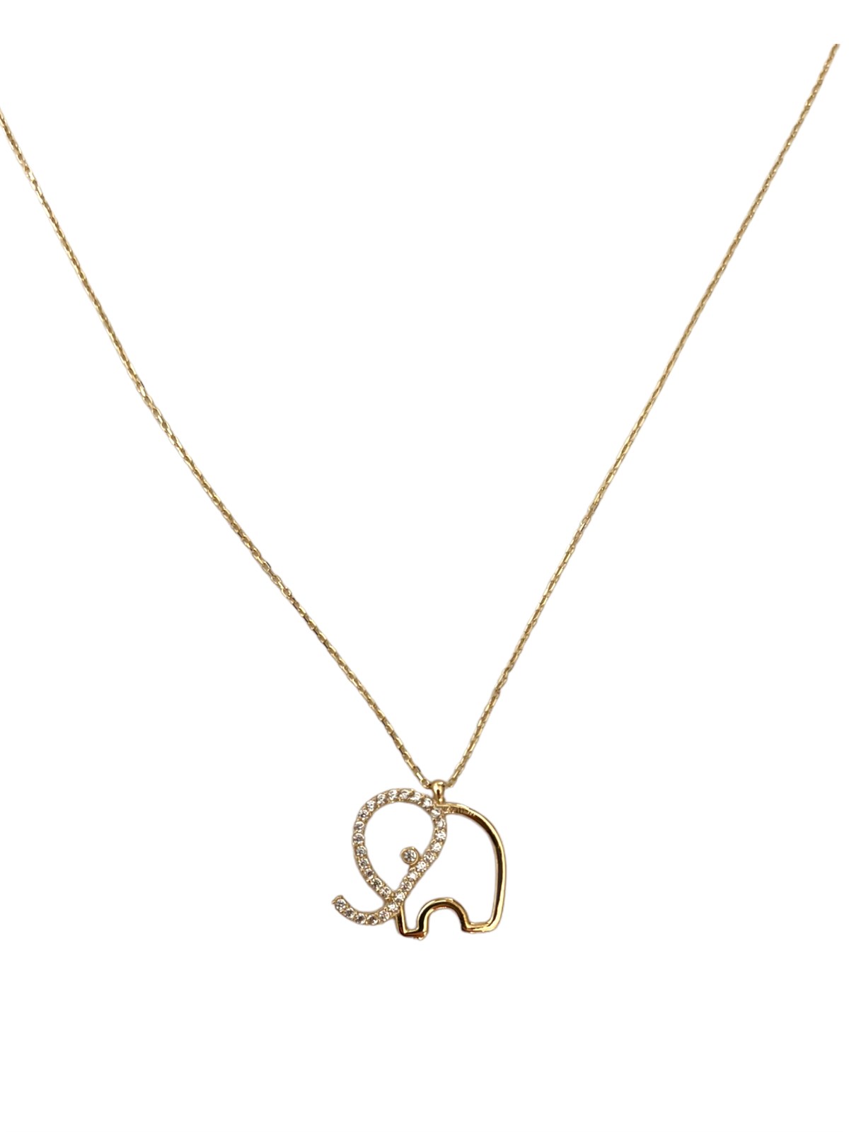  Taşlı Fil Model Altın Kolye 