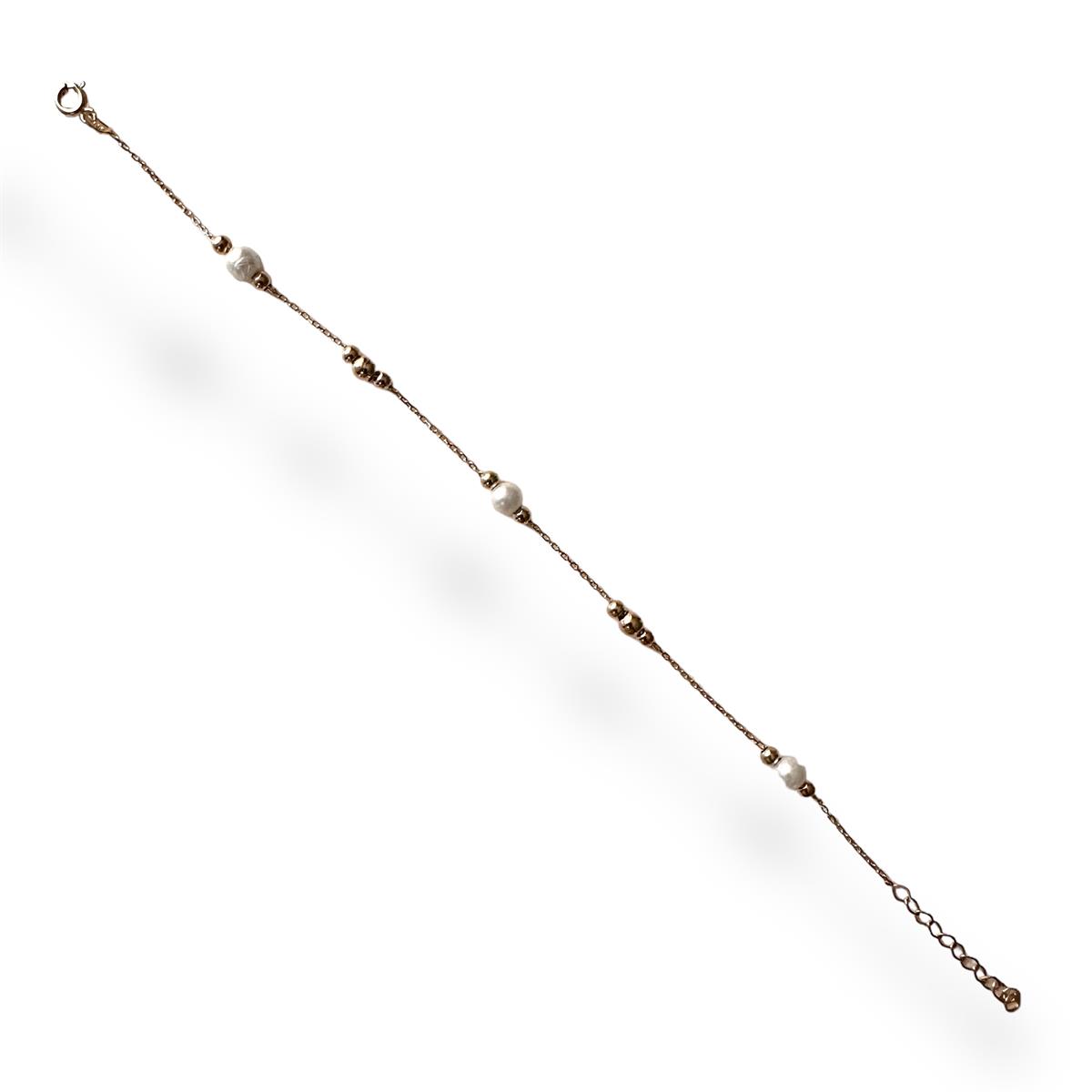 14 Ayar Altın Dorika toplu Ve İncili Bileklik