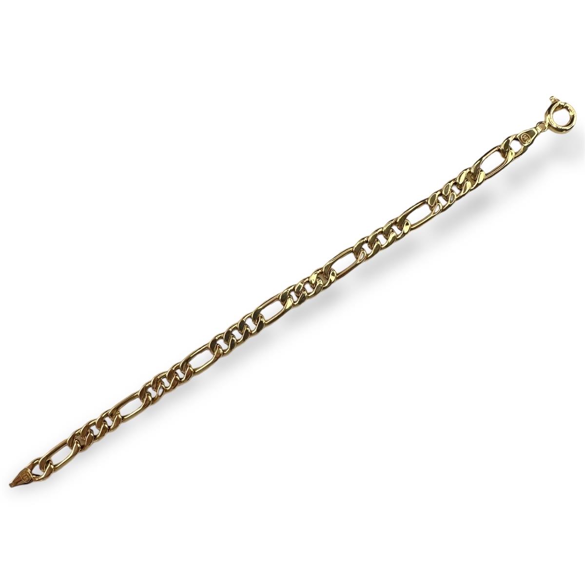 14 Ayar Altın Figaro İçiboş İtalyan Bileklik 