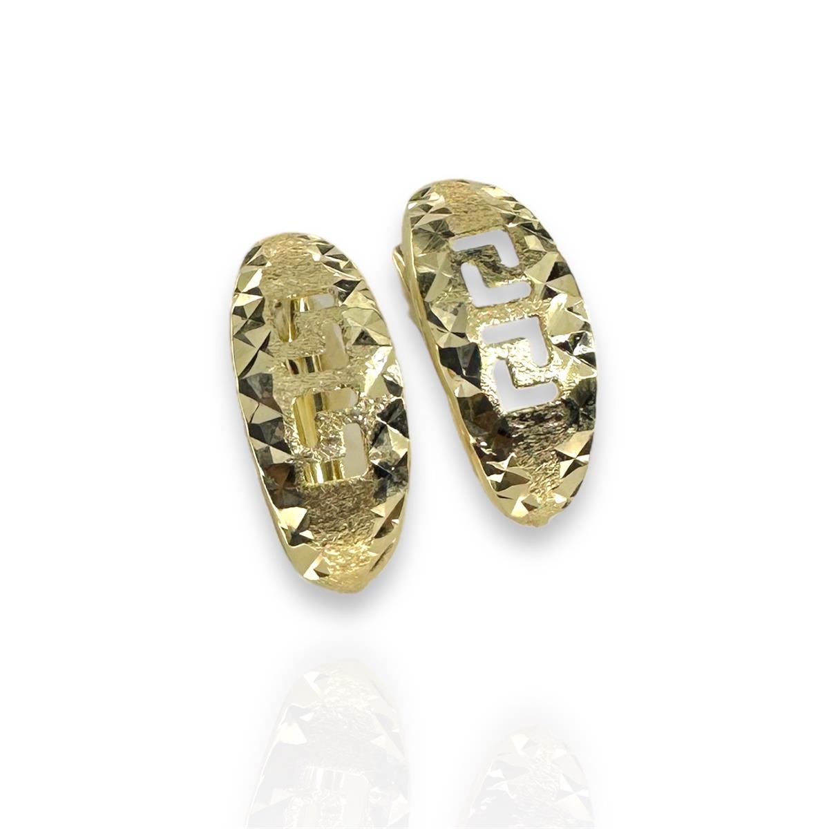 14 Ayar Pana Desenli Altın Küpe 