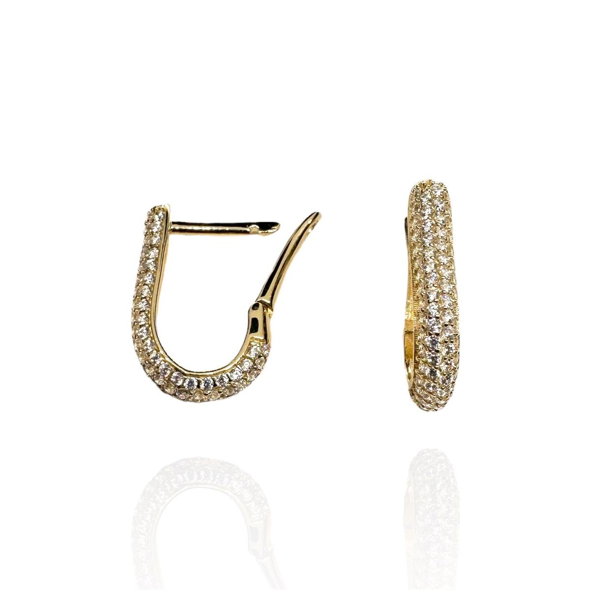 14 Ayar Taşlı Tasarım Model Altın Küpe 