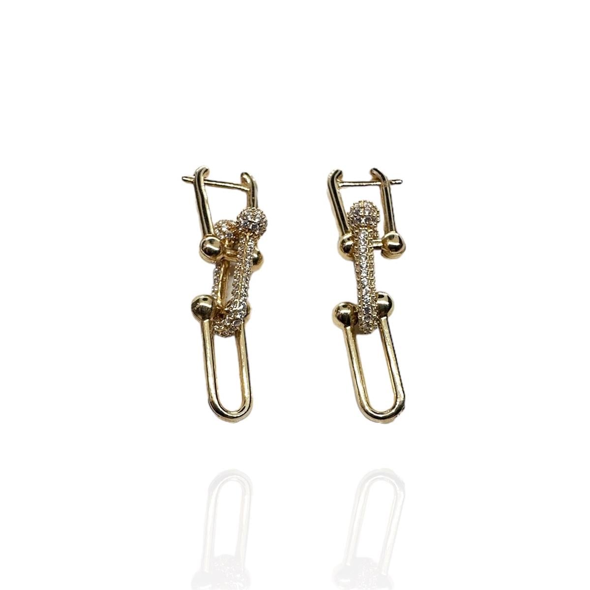 14 Ayar Taşlı Tiffany Model Altın Küpe 