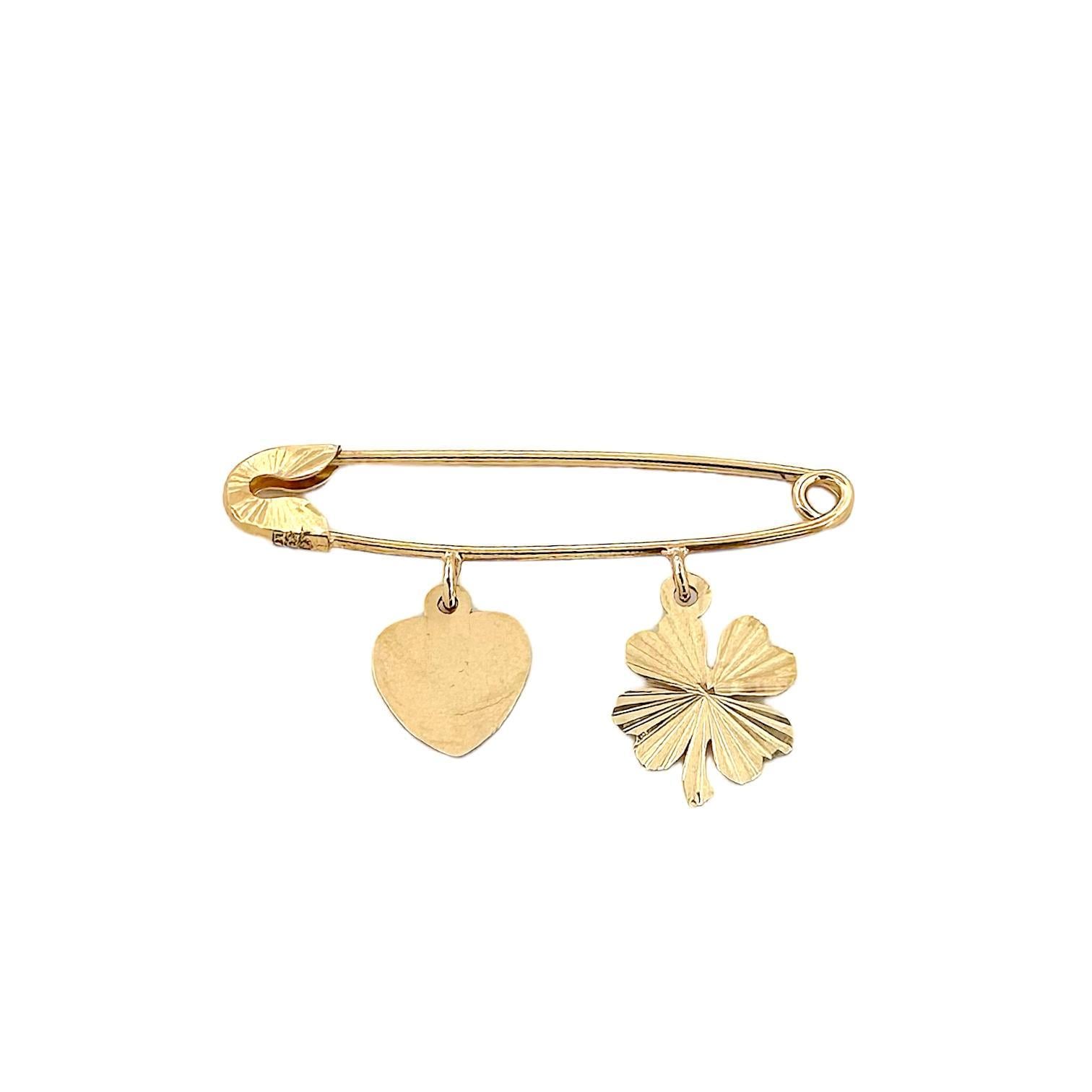 Altın Nesil - 14 Ayar Kalp ve Yonca Levha Hediyelik Filkete