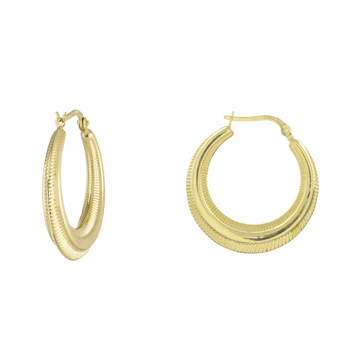 Çizik Detaylı Bombeli Altın Küpe