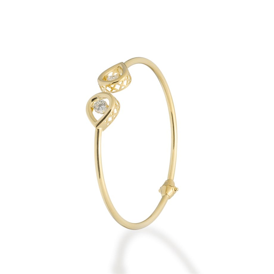 Damla Model Hareketli Taş Detaylı Altın Bilezik