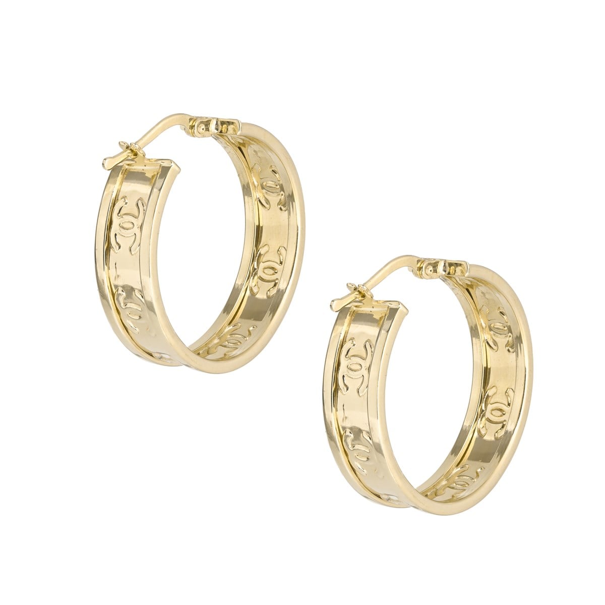 Halka Chanel Model Altın Küpe