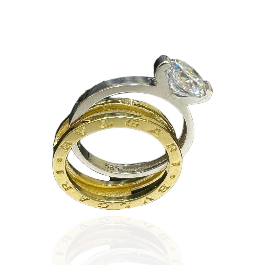 Hareketli İki Renkli Tektaş Yüzük 