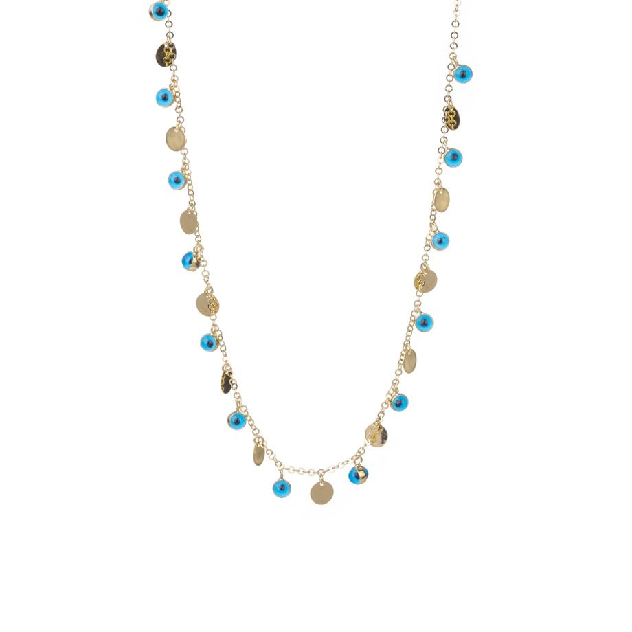 Pullu Boncuk Göz Altın Kolye 