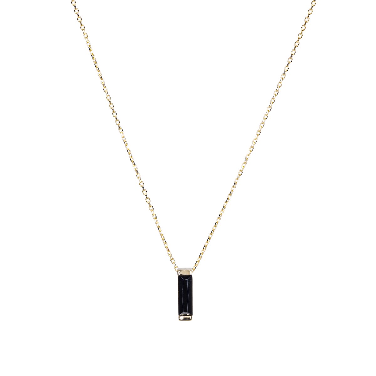 Siyah Taşlı Modern Altın Kolye