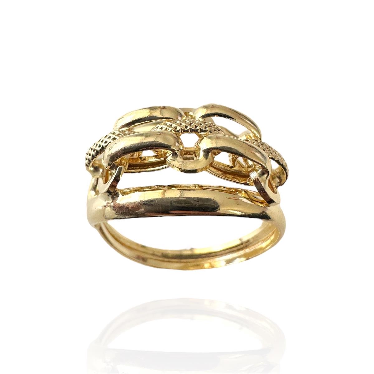 Tasarım İç İçe Geçmiş Model 14 Ayar Altın İçi Boş Yüzük