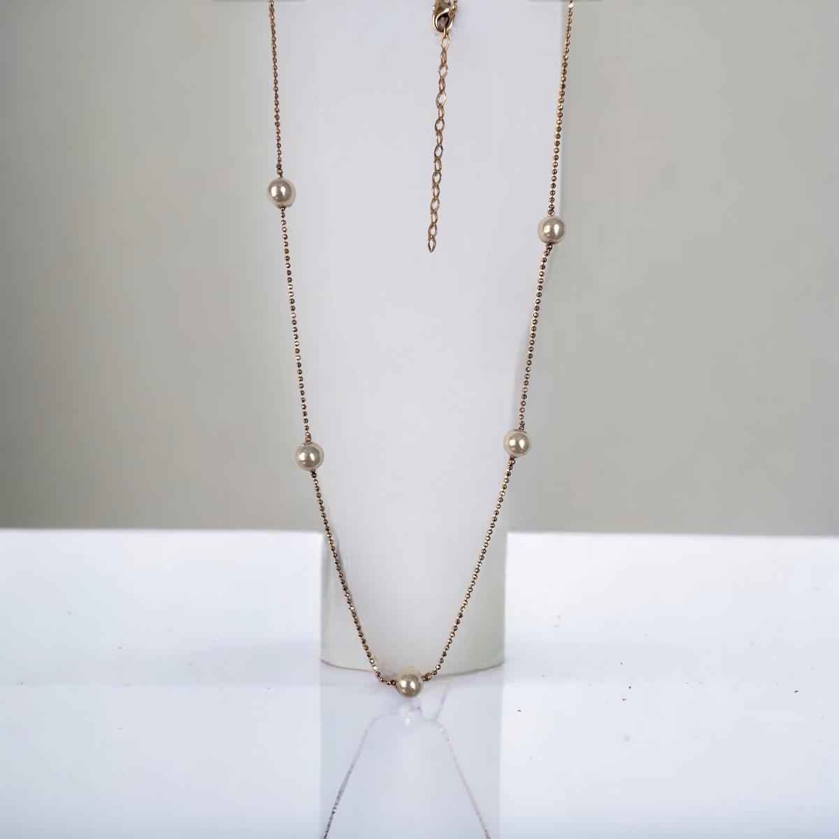 Tasarım Model İncili 14 Ayar Altın Kolye