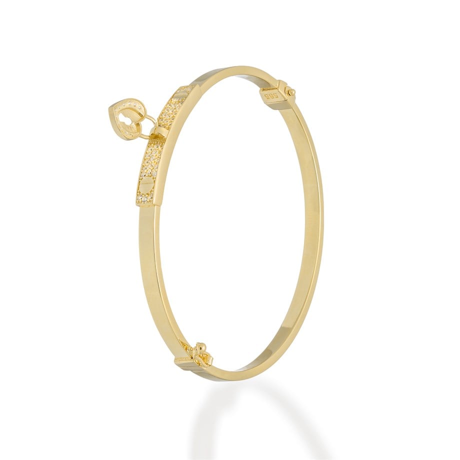 Taşlı Asma Kilit Model Altın Bilezik